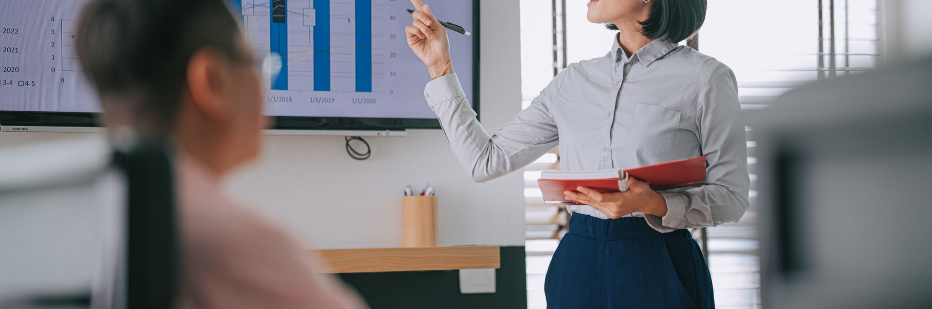 woman giving presentation